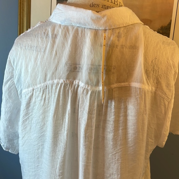Grand & Greene white short sleeve large sheer blouse - Picture 9 of 17